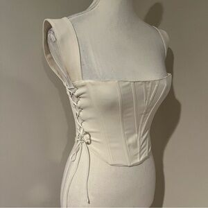 Edit by Nine Off White Cream Lace-Up Corset